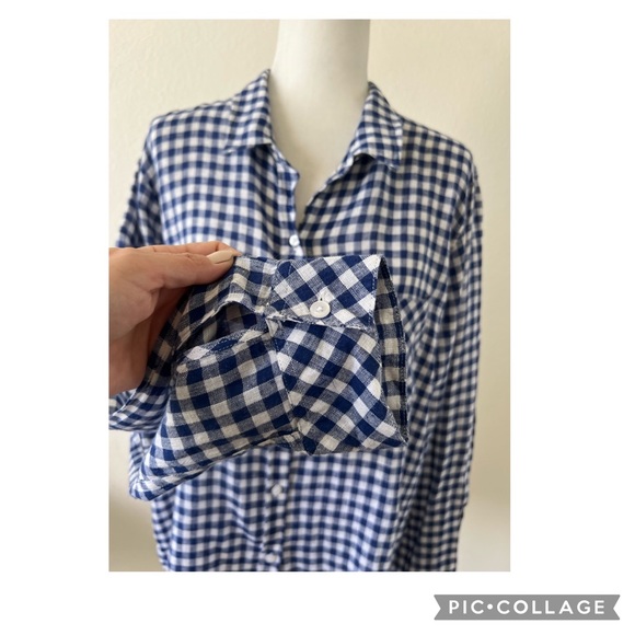 Rails Large Women’s Plaid Shirt Blue White Button Up - Picture 7 of 11